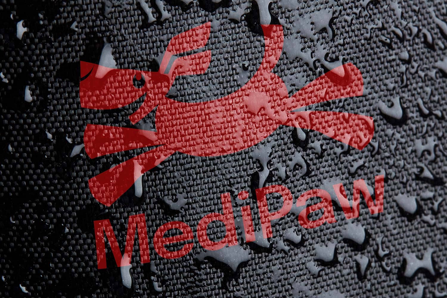 Red medipaw logo on waterproof soft bandage boot